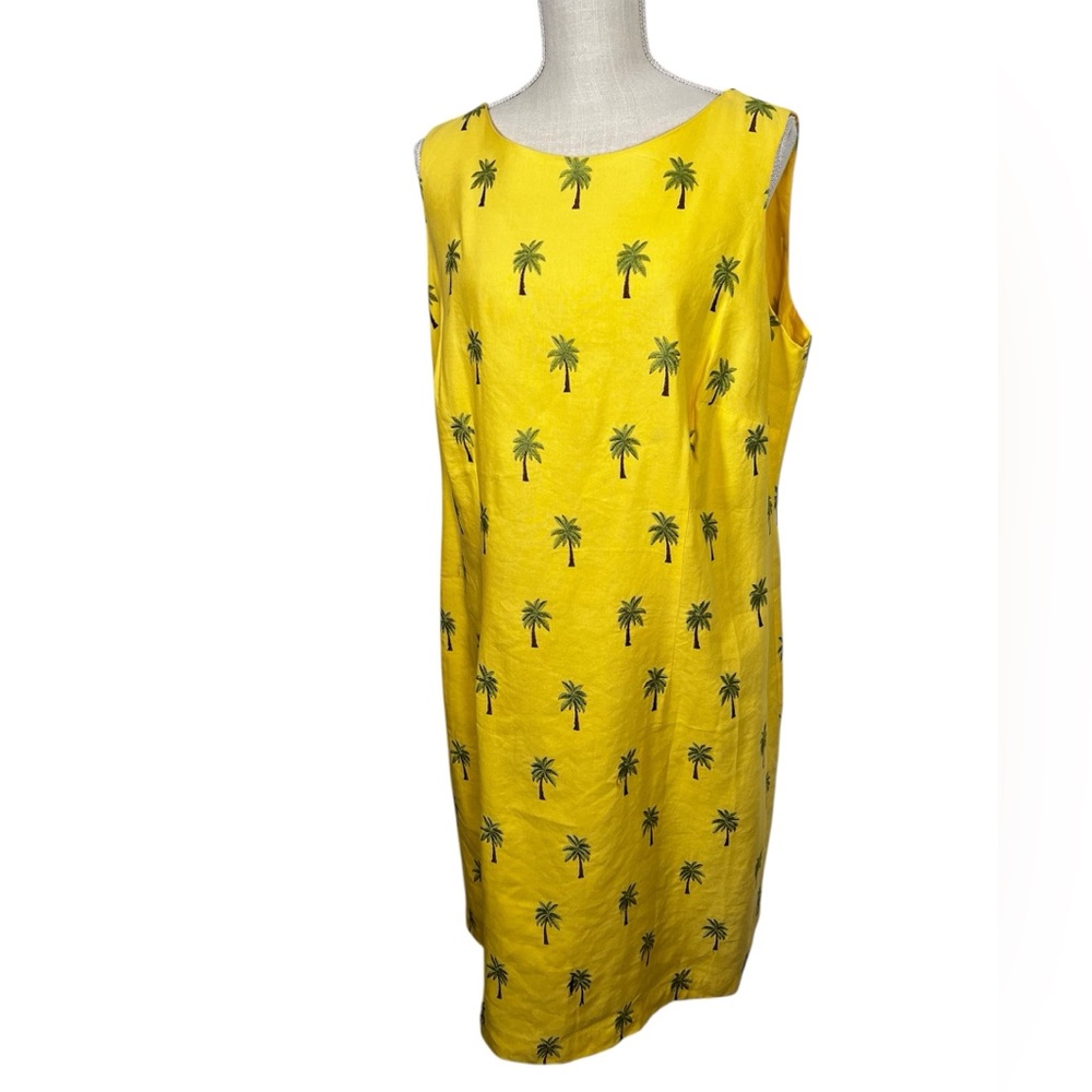 Plus Size Yellow Palm Tree Print Dress by R& K Original Woman 16W